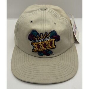Vintage Annco NFL Super Bowl XXXI 1997 Strapback‎ Hat Tan Canvas NWT